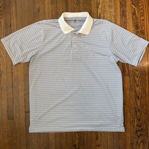 PGA Tour Navy and White Striped Polo